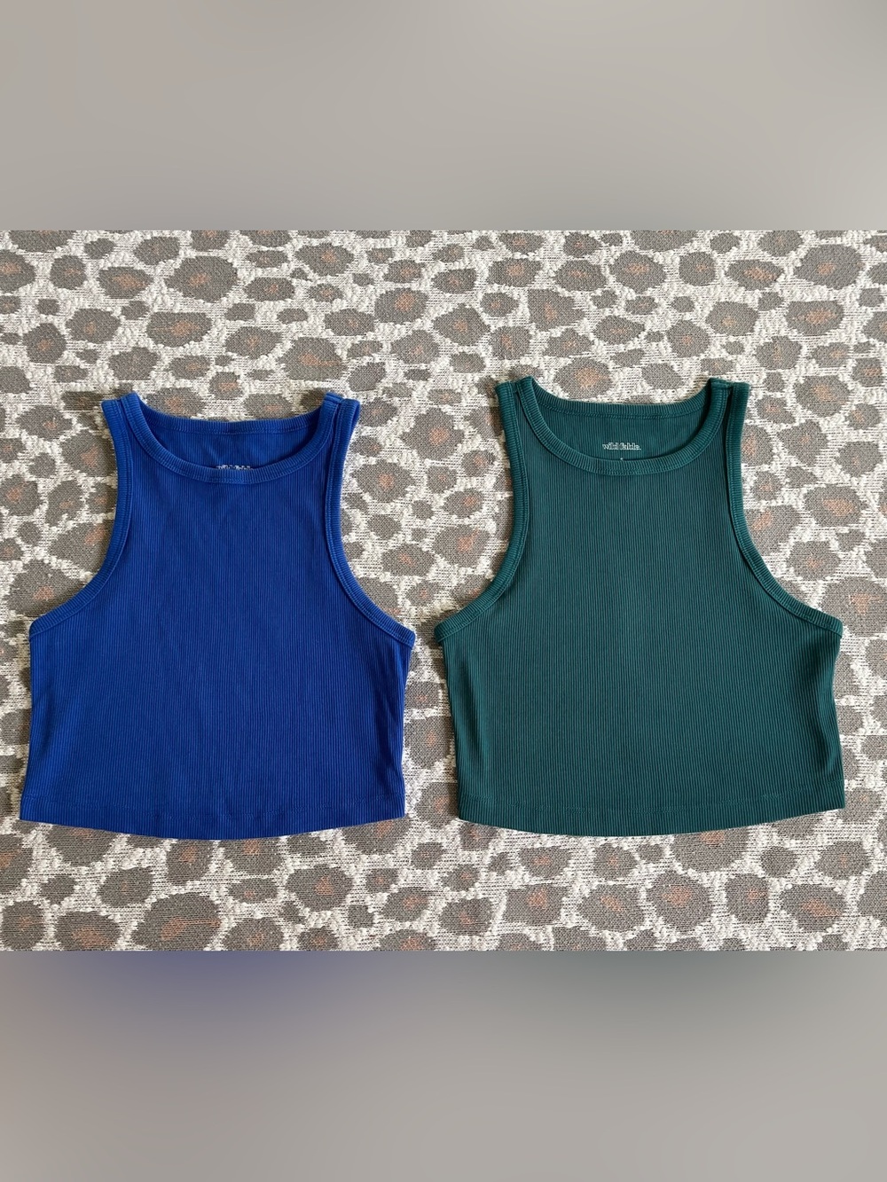 wild fable Ribbed Cropped Tank Duo - Cobalt Blue & Teal Green